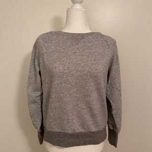 Grey puffed shoulders crew neck sweatshirt
